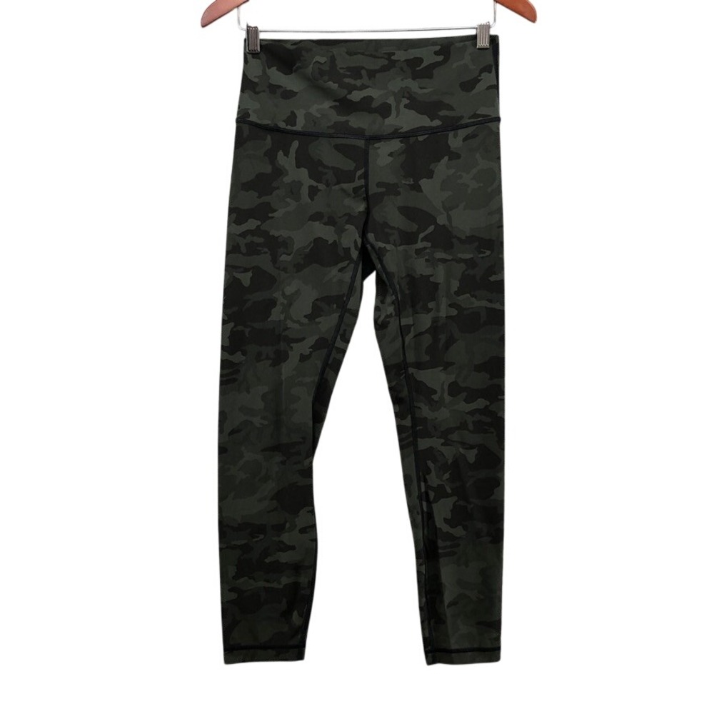 Lululemon Leggings Womens 8 Green Camo Wunder Under High-Rise 25" Inseam